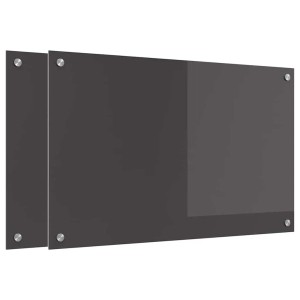 vidaXL Küchenrückwand 2 pcs Dunkelgrau 80 x 50 cm Gehärtetes Glas 3415462