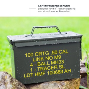 HMF 70011 Munitionskoffer US Ammo Box Metallkiste 30 x 19 x 16 cm Grün