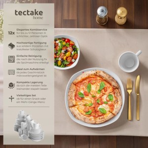 Tectake Kombiservice Salerno, 100-teilig für 12 Personen, Geschirrset aus Porzellan.