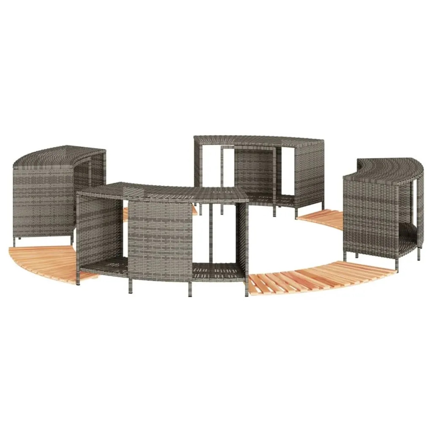 vidaXL Whirlpool-Umrandung Grau Poly Rattan und Massivholz Akazie 3270652