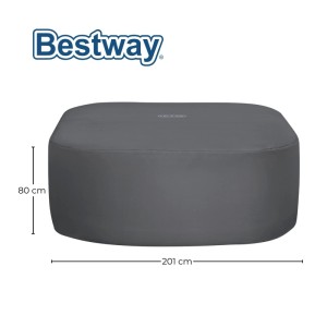 Bestway LAY Z SPA Thermo Abdeckung, grau, eckig, 201x201x80 cm. Schützt Whirlpool vor Wärmeverlust & Schmutz.