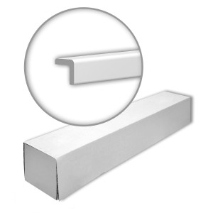 Verpackung mit weißen PROFHOME Kantenschutz-Profilen, 28 Stuckleisten (56 m) für Paneel-Zubehör.