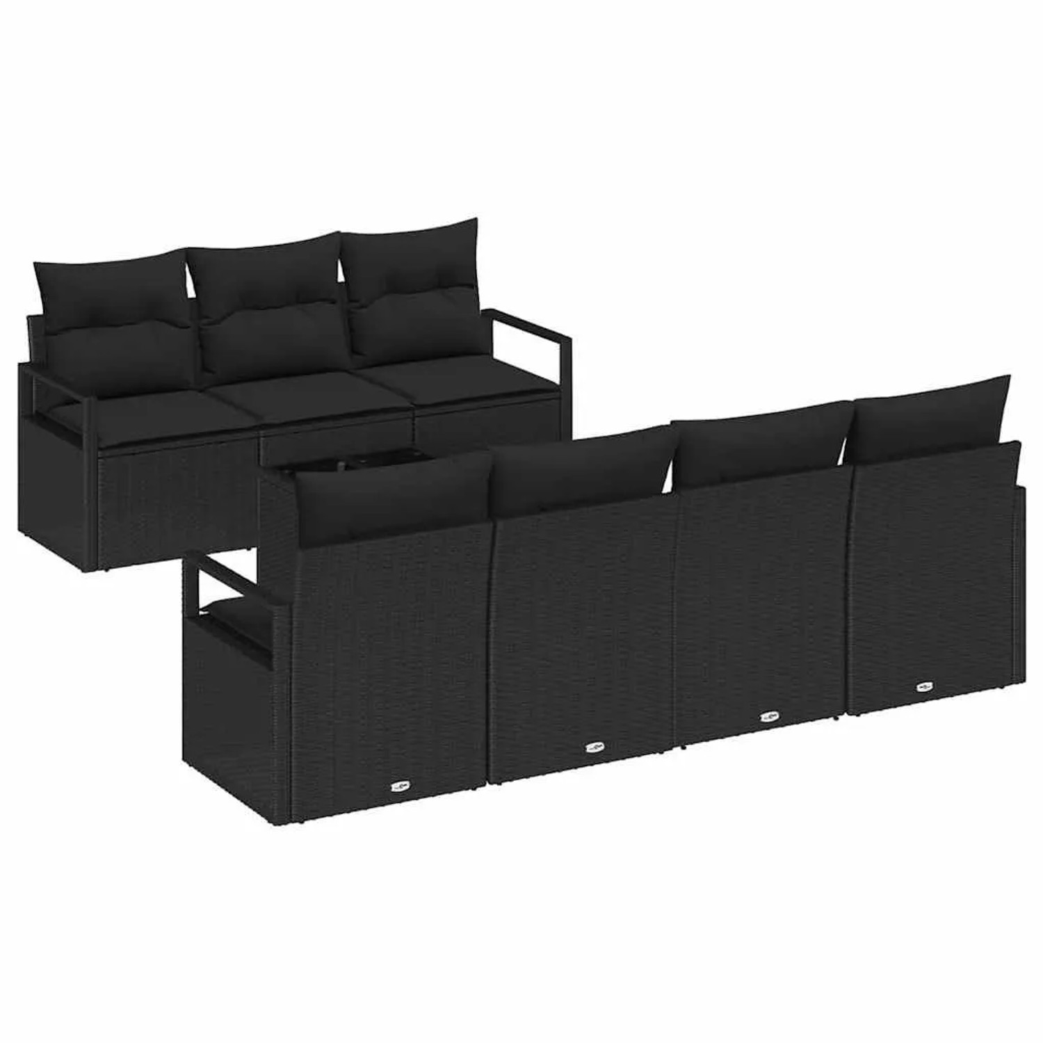 vidaXL Garten-Sofa-Set 8 Stk Schwarz Poly-Rattan und Stahl und Glas 3354962