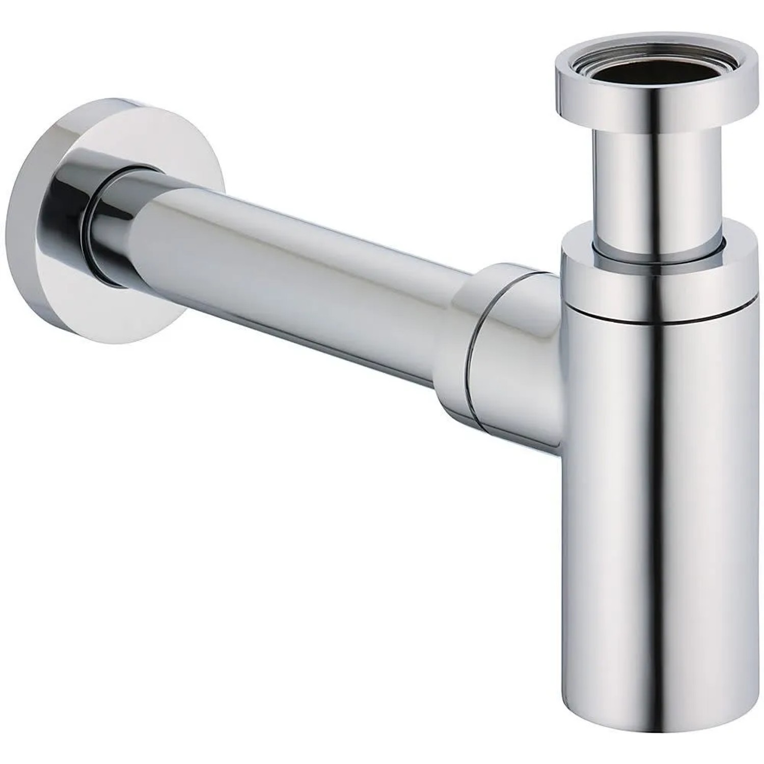 Kronenbach Design-Siphon, rund, Chrom, Universalanschluss für Waschbecken.