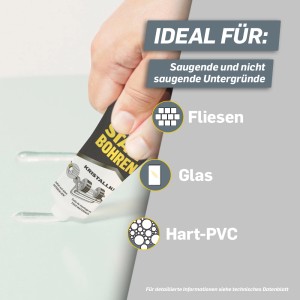 Pattex Kleben statt Bohren Kristallklar Montagekleber Tube in Anwendung.