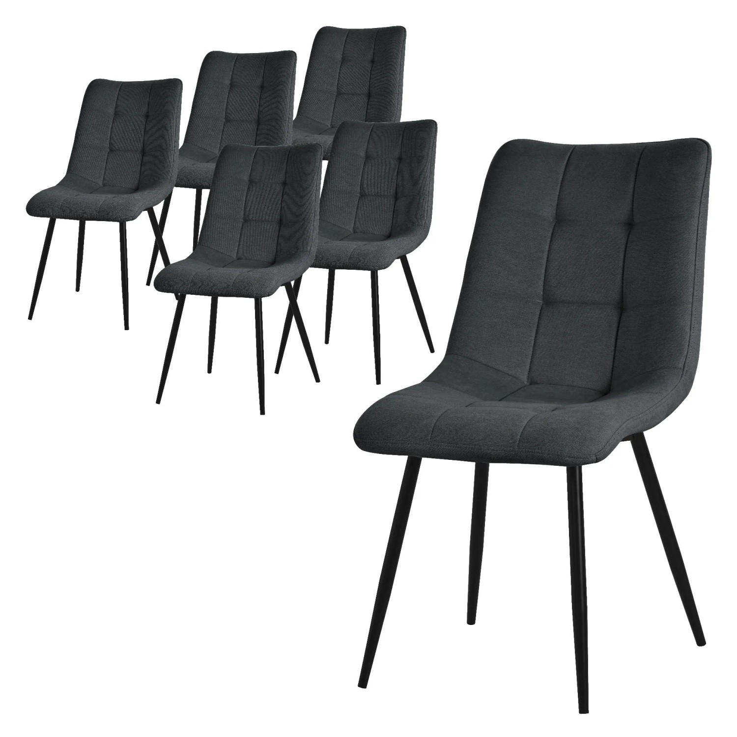 ML-Design Esszimmerstühle 6er Set Anthrazit Stoffbezug Metallbeinen
