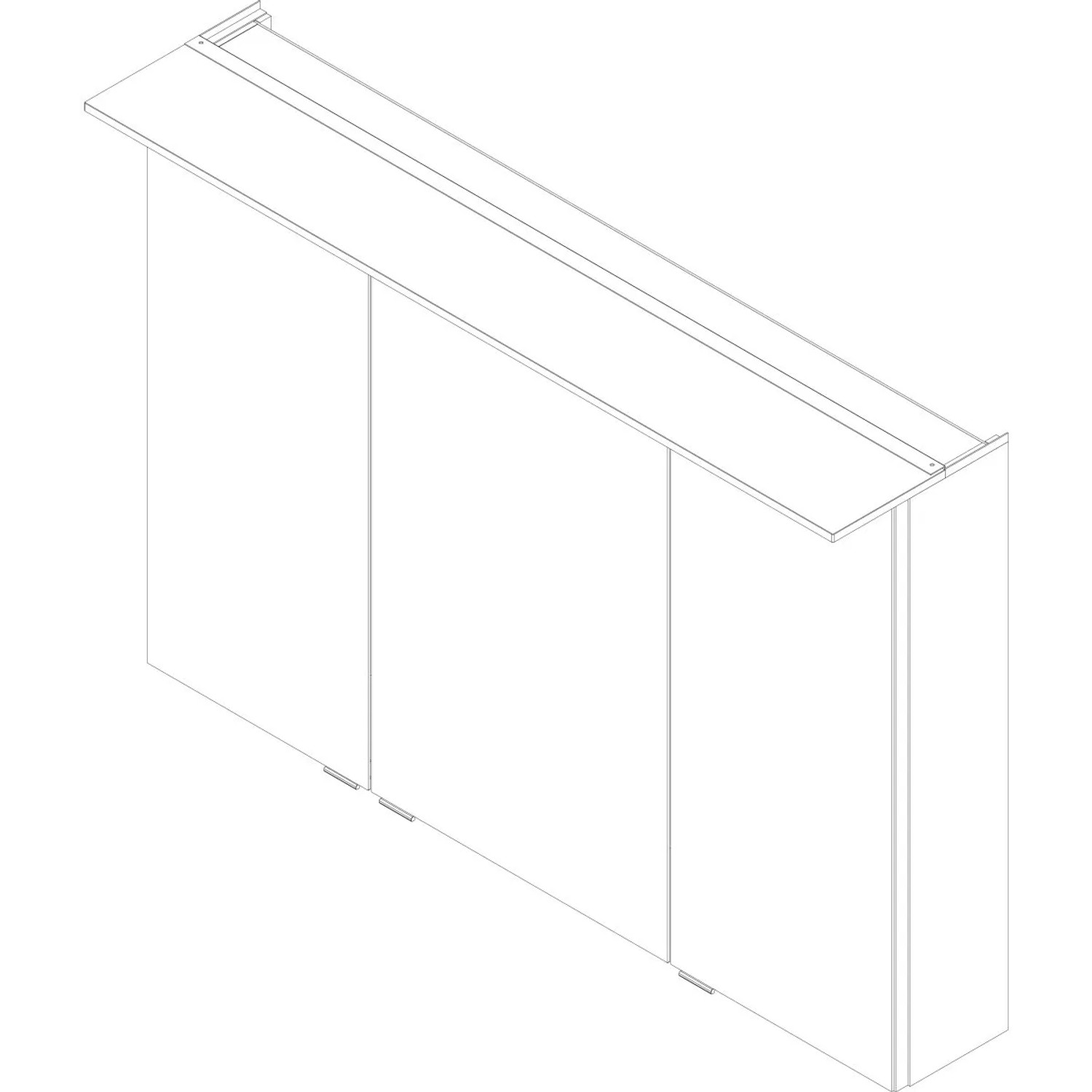 Fackelmann Spiegelschrank B.Perfekt, weiß, 100 cm breit, mit drei Türen und Aufsatzleuchte.