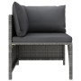 Graues vidaXL Garten-Lounge-Set Eckteil mit anthrazitfarbenen Kissen aus Polyrattan.