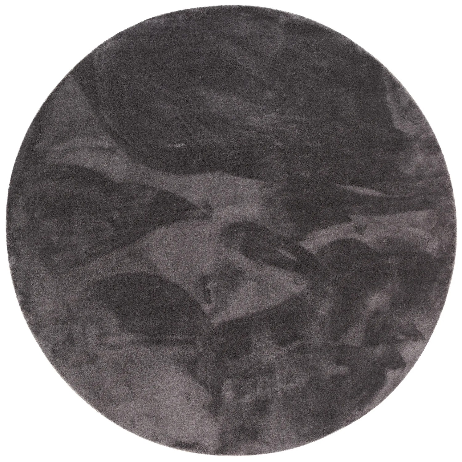 Runder, anthrazitfarbener Fellteppich „Pergamon Luxus Super Soft“ (160x160cm).