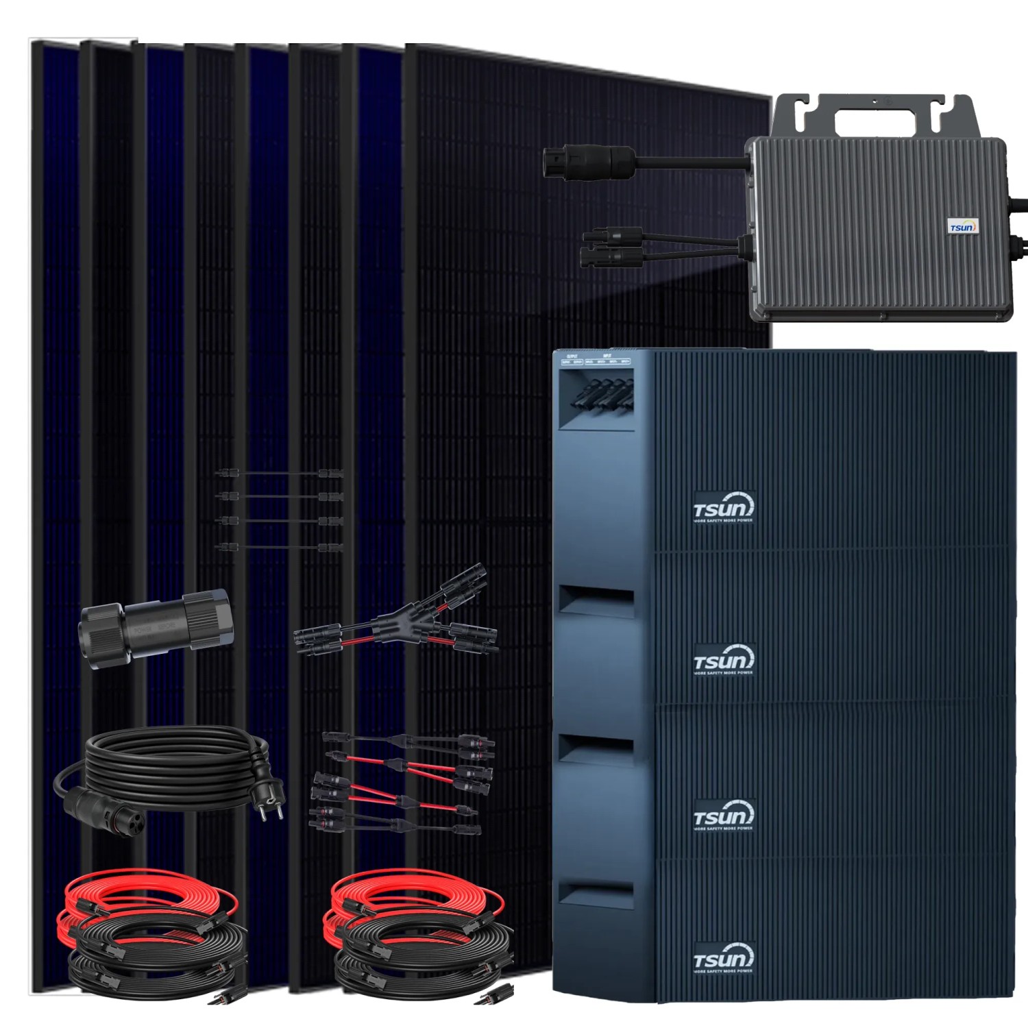 SUNNIVA Balkonkraftwerk 4000W mit TSUN DCU2000Lite 8,04kWh Solarspeicher Wechselrichter inkl.5m Kabel 8x 500W Solarmodul...