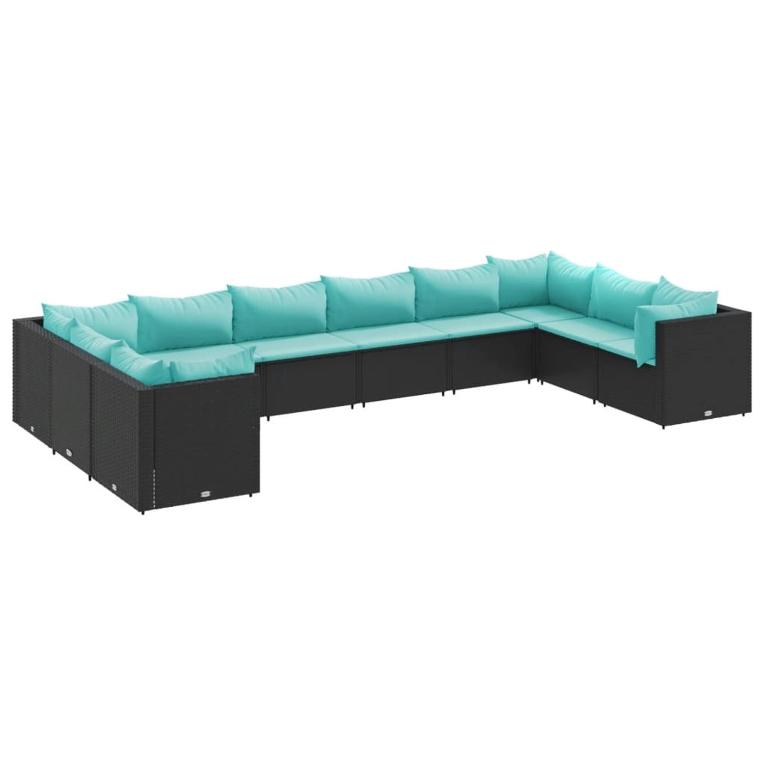 vidaXL 10-Tlg Garten-Lounge-Set mit Kissen Schwarz Poly Rattan 3308284 günstig online kaufen
