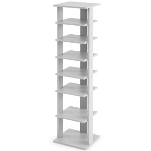 Costway 8 Stufiges Schuhregal Höhenverstellbar Holz Grau Einzel