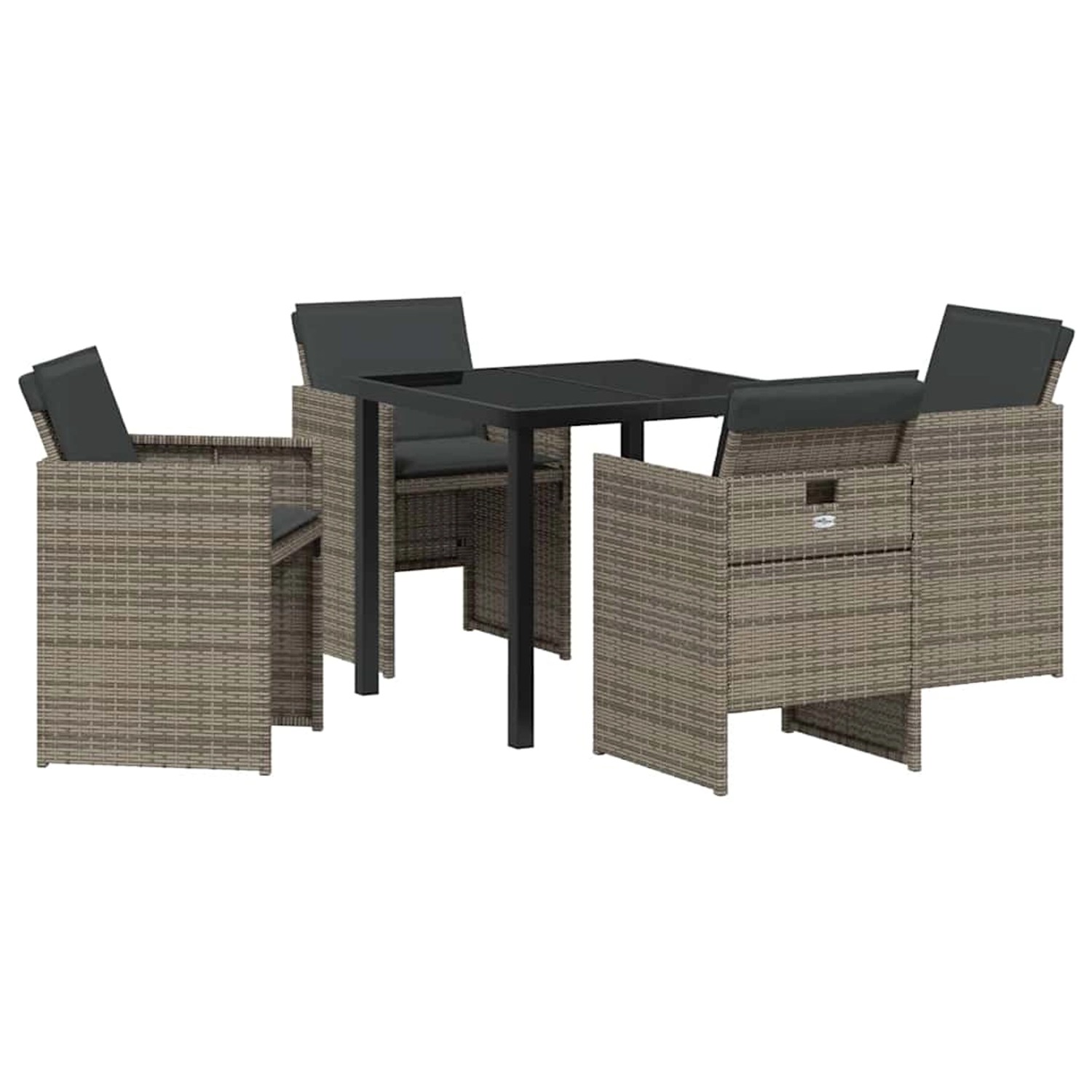vidaXL Garten Essgruppe mit Kissen Falten 5-Tlg Grau Poly Rattan 3379948 günstig online kaufen