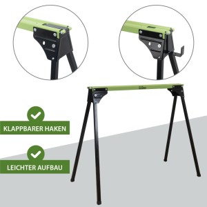 TRUTZHOLM Arbeitsbock, klappbar, bis 1000 kg, Stahl pulverbeschichtet, grün und schwarz.