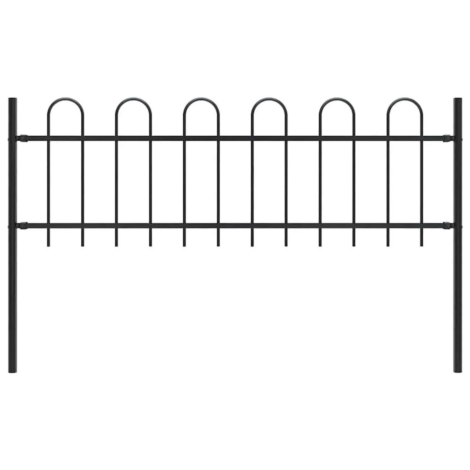 vidaXL Gartenzaun mit Bügel-Design Stahl 1,8 m Schwarz 144928