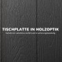 Outsunny Gartentisch: Dunkelgraue Tischplatte in Holzoptik aus robustem HDPE, wetterbeständig.