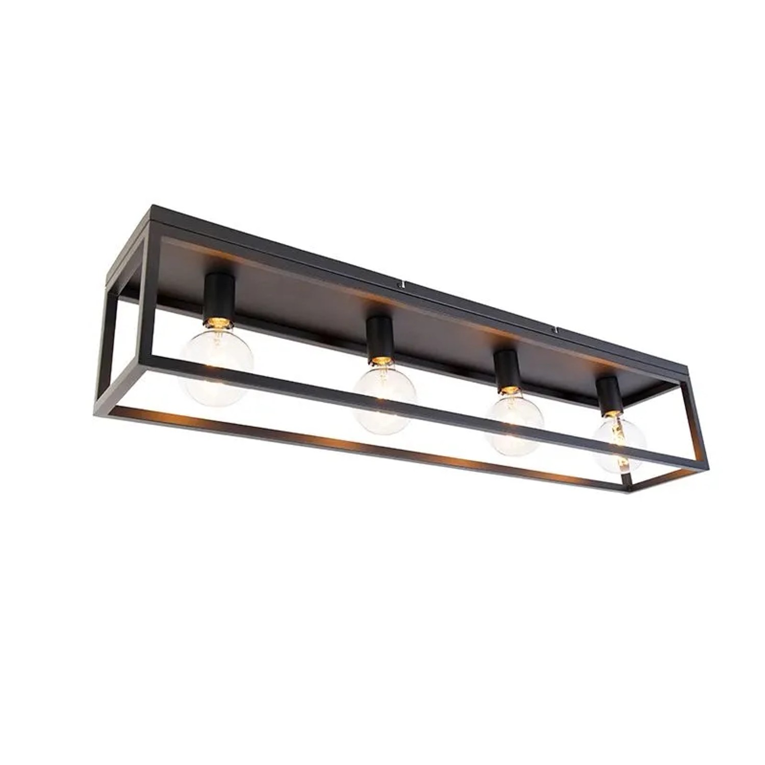 QAZQA Industrielle Deckenlampe Schwarz 99,5 cm 4 Flammig Cage