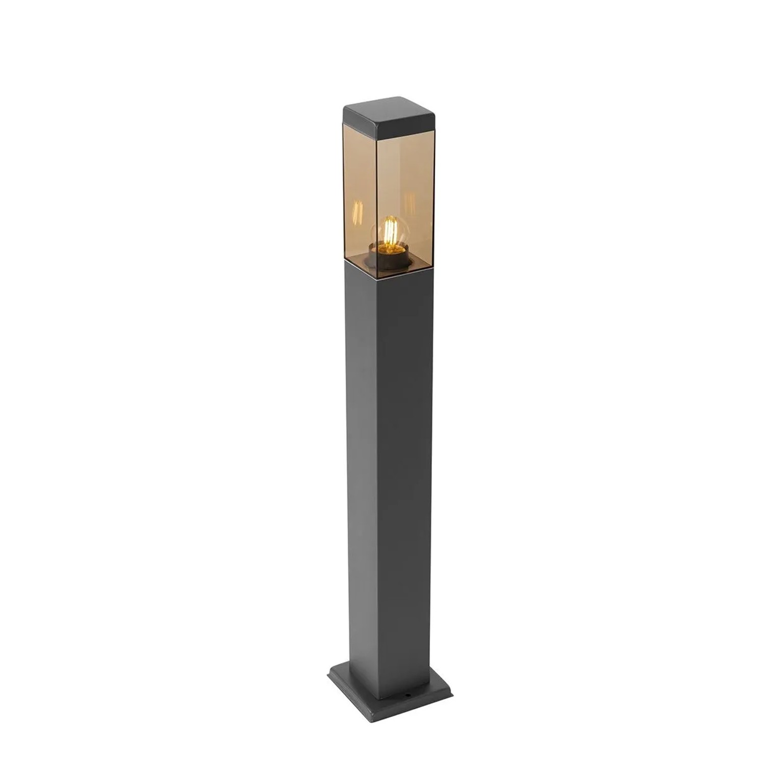 QAZQA Moderne Außen Stehleuchte Dunkelgrau mit Rauchglas 80 cm Malios_7