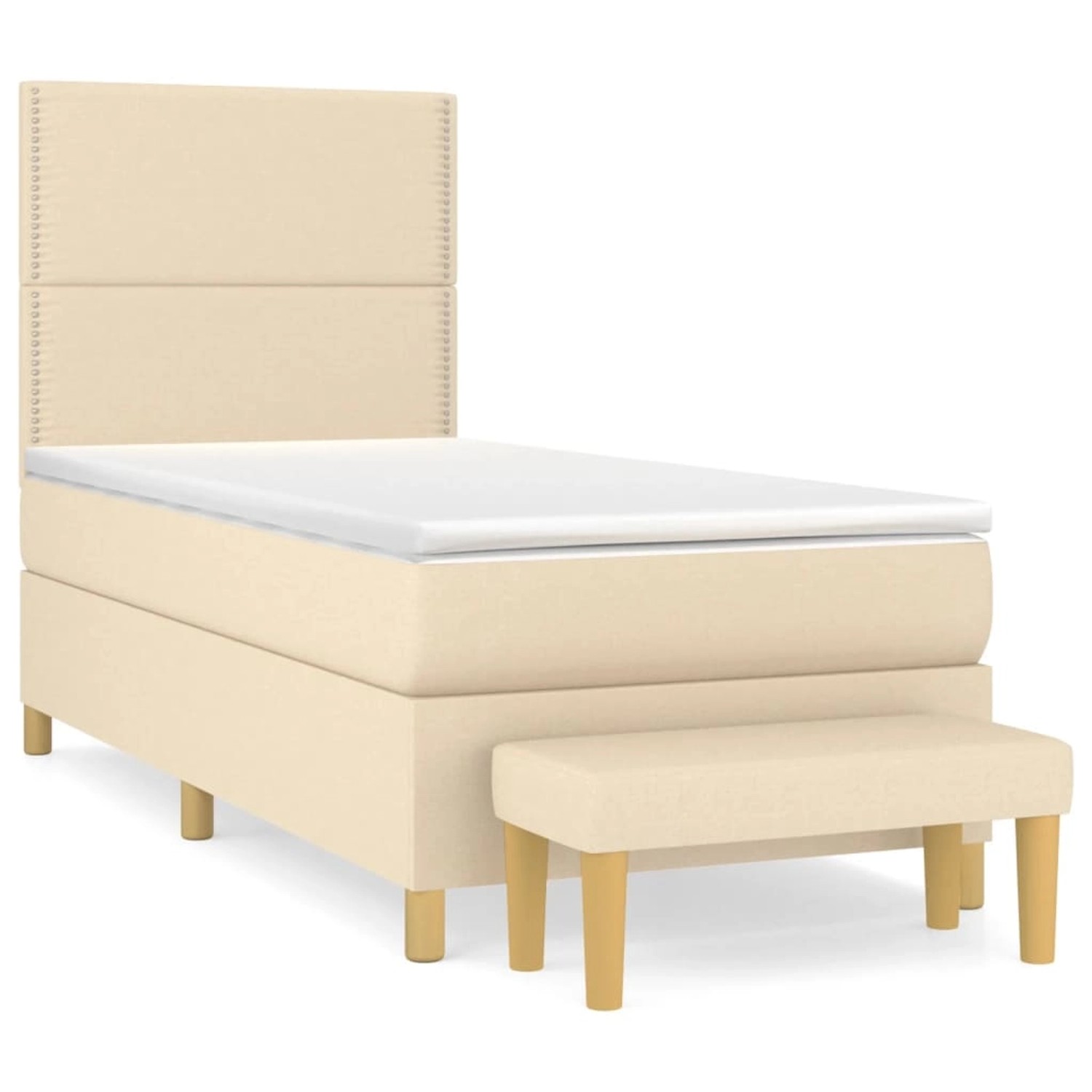 vidaXL Boxspringbett mit Matratze Creme 90x200 cm Stoff1358536