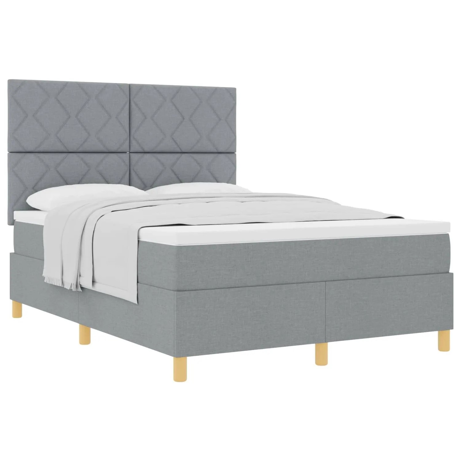 vidaXL Boxspringbett mit Matratze Hellgrau 160 x 200 cm Stoff 3339707