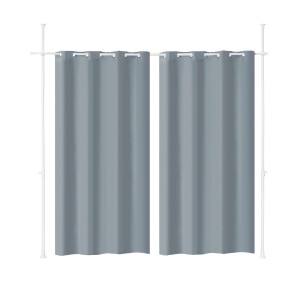 SoBuy Raumteiler Verstellbar Verdunklungsvorhang mit Gardinenstange Dunkelgrau KLS12-DG