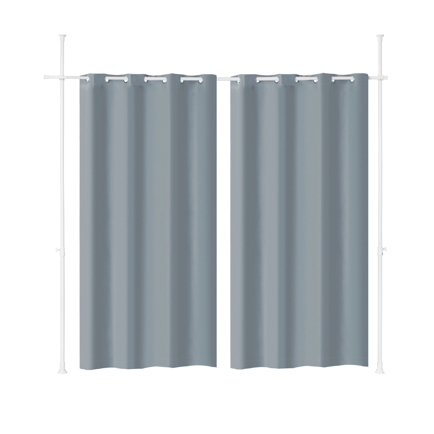 SoBuy Raumteiler Verstellbar Verdunklungsvorhang mit Gardinenstange Dunkelg günstig online kaufen