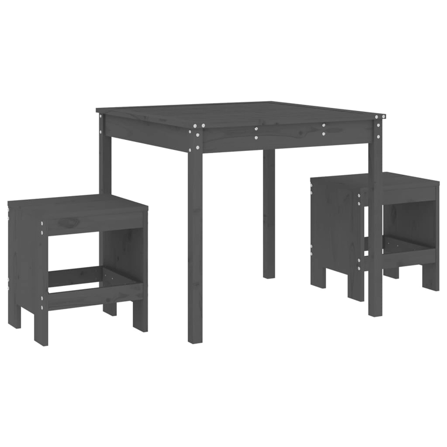 Thumbnail - vidaXL 3-tlg Garten-Bistro-Set Grau Massivholz Kiefer