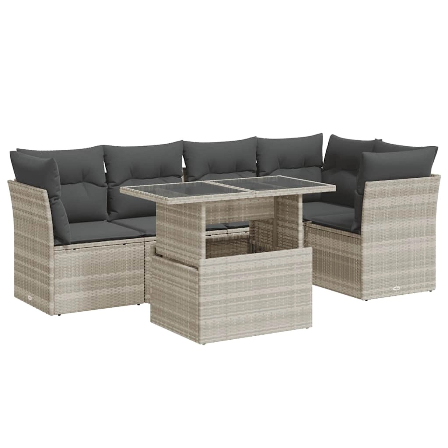 vidaXL 6-Tlg Garten-Sofagarnitur mit Kissen Hellgrau Poly Rattan 3326163 günstig online kaufen