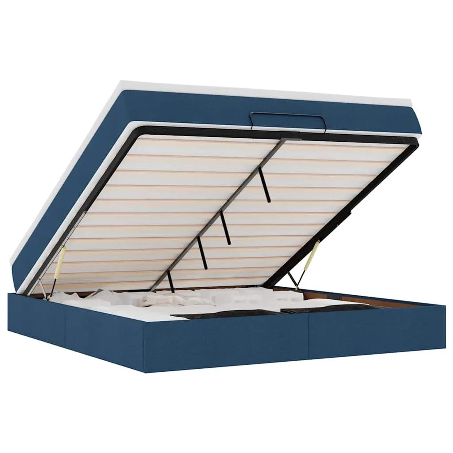 vidaXL Ottoman-Bett mit Matratze Blau 160x200 cm Stoff 3311126