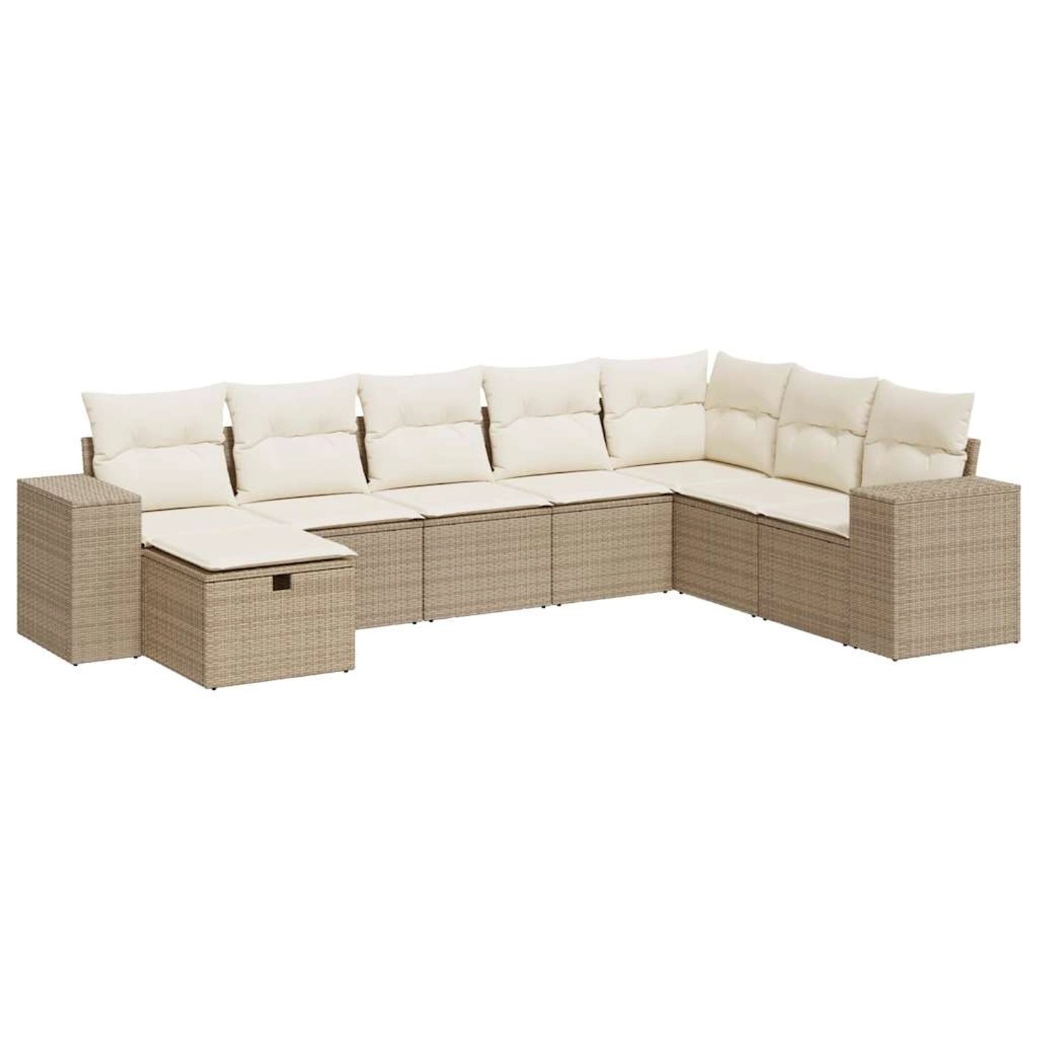 vidaXL 8-Tlg Garten-Sofagarnitur mit Kissen Beige Poly Rattan 3325734 günstig online kaufen