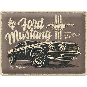 Nostalgic-Art Blechschild: Ford Mustang The Boss, 30x40 cm. Retro Deko für Auto-Fans.