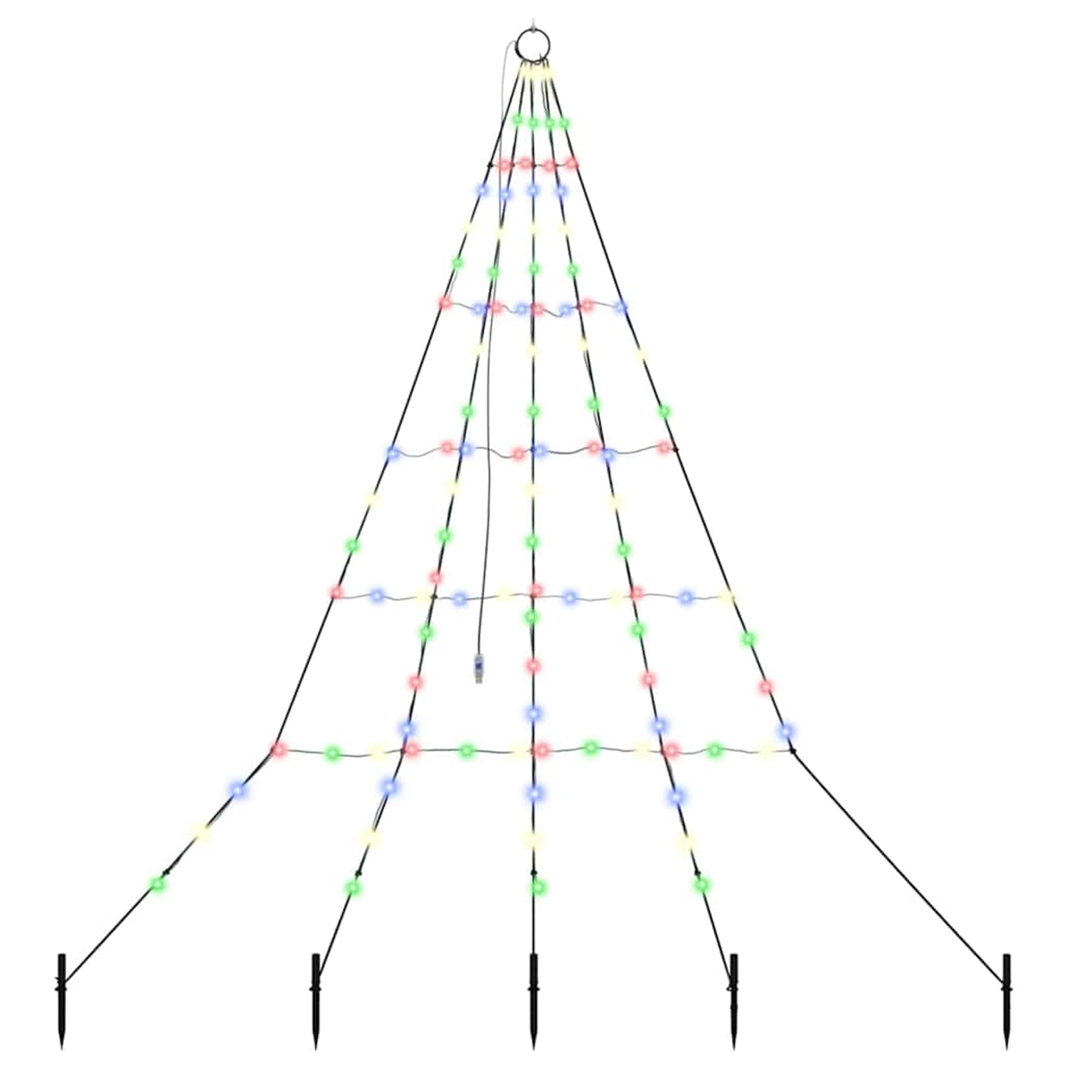 vidaXL LED Weihnachtsbaum mit Erdspießen Mehrfarbig 180 cm Metall 42018739