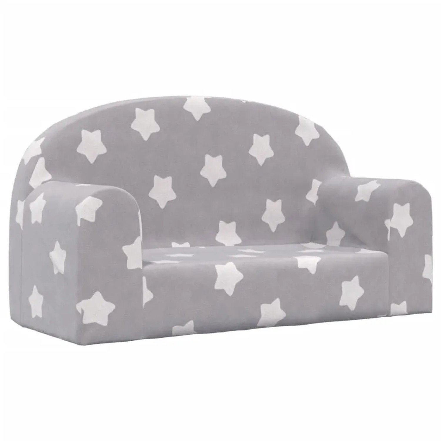 vidaXL Kindersofa 2-Sitzer Hellgrau mit Sternen Weich Plüsch 357010