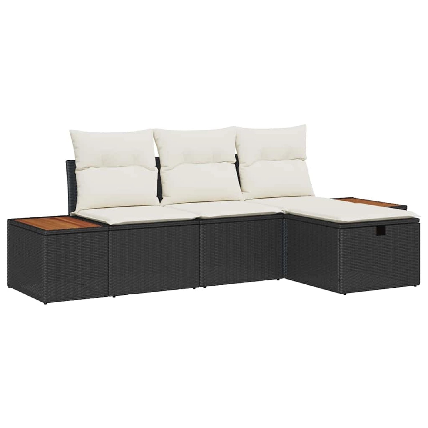 vidaXL Garten-Sofa-Set mit Kissen 4-Tlg Schwarz Poly Rattan 3359614 günstig online kaufen