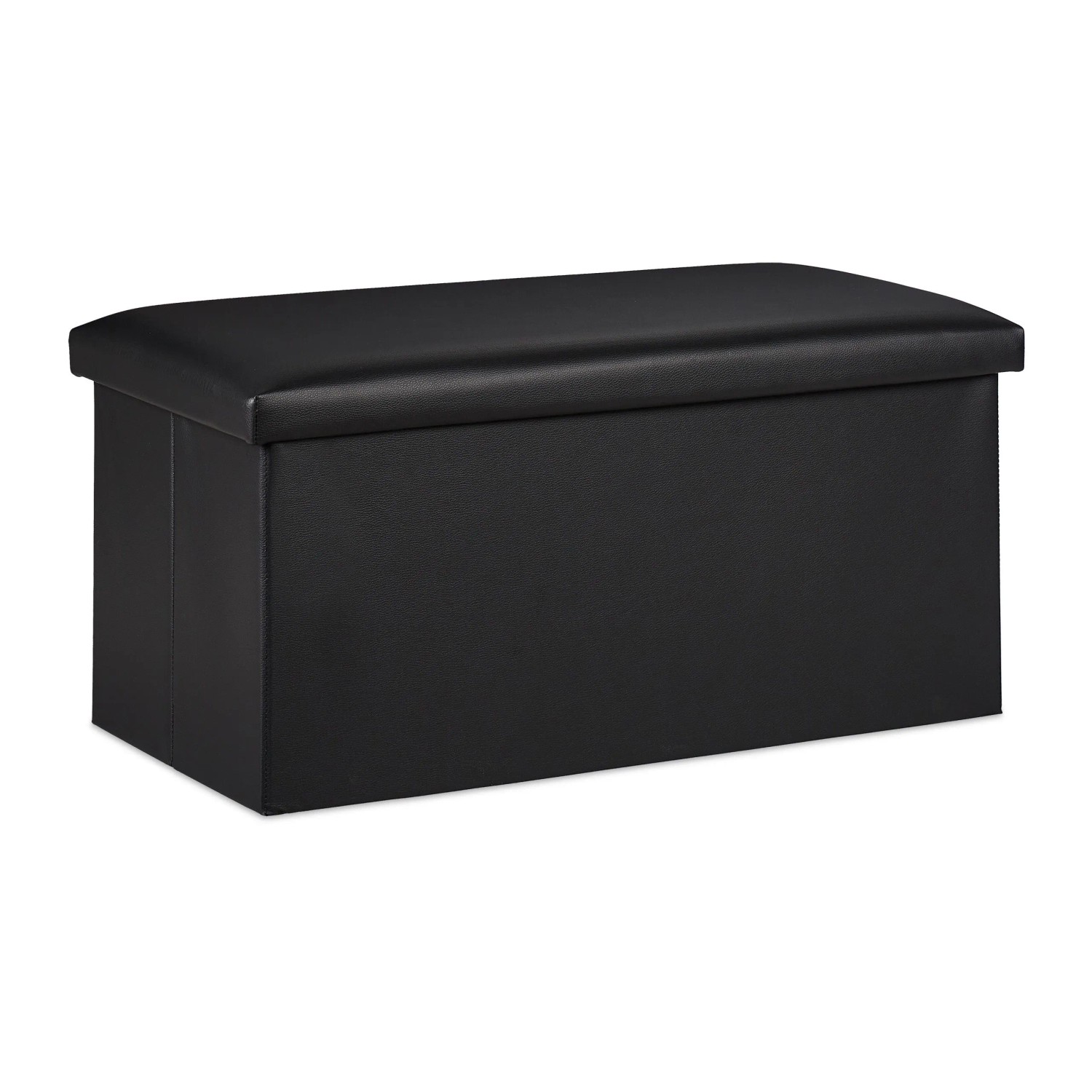 Relaxdays Sitzbank Kunstleder Schwarz Faltbar Mit Stauraum 37,5 cm x 76,5 cm x 38,5 cm 4,1 kg