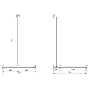 Delabie DUHA Duschhandlauf mit vertikaler Brausestange Ø 32 mm, Nylon weiß