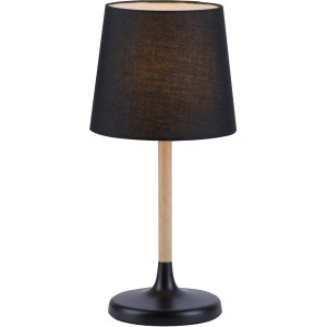 Just Light Tischleuchte Nima, schwarz mit Holzfuß, 20x43 cm. Design-Tischlampe für Wohnraum.