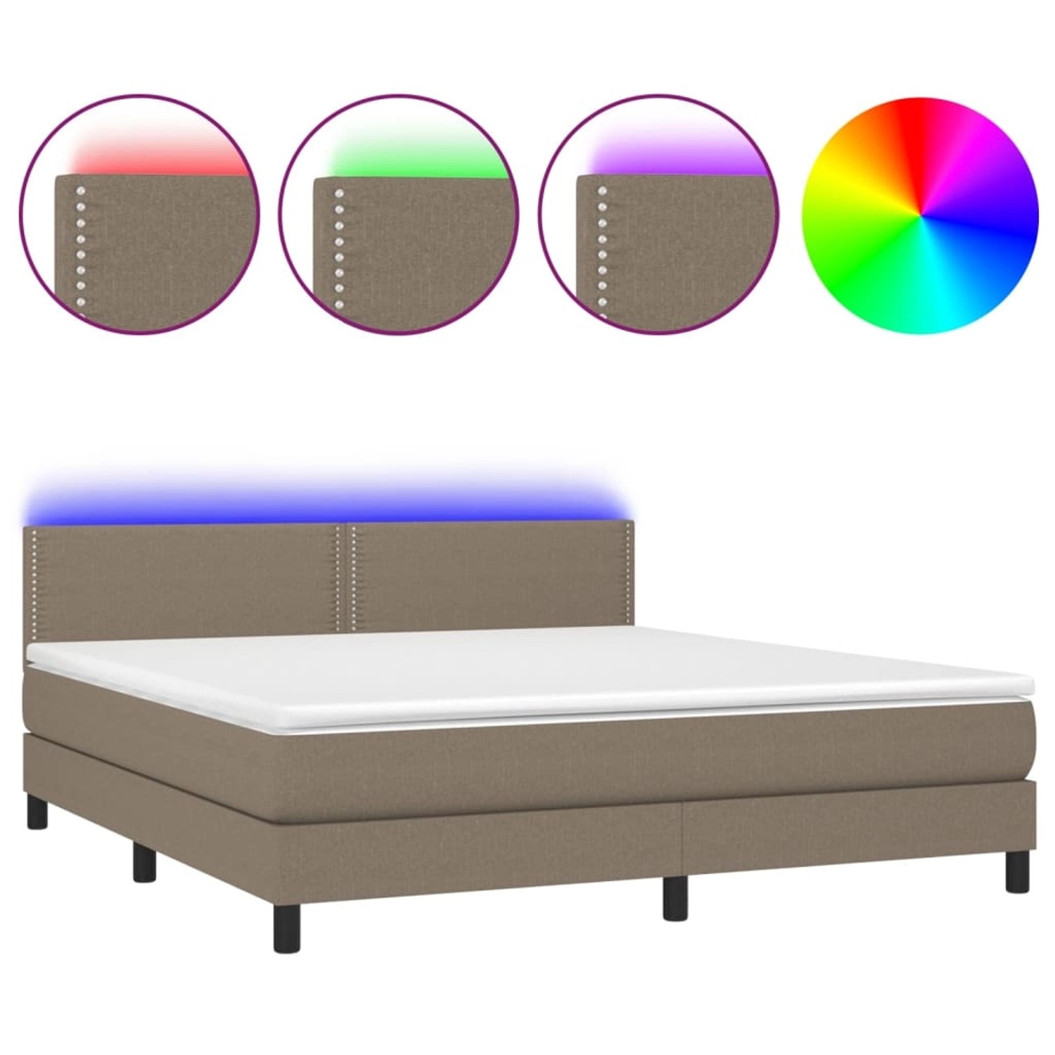 vidaXL Boxspringbett mit Matratze & LED Taupe 180x200 cm Stoff 3133097 günstig online kaufen