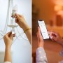Philips WIZ E14 Kerzen Leuchtmittel wird in Lampe geschraubt und per App gesteuert.