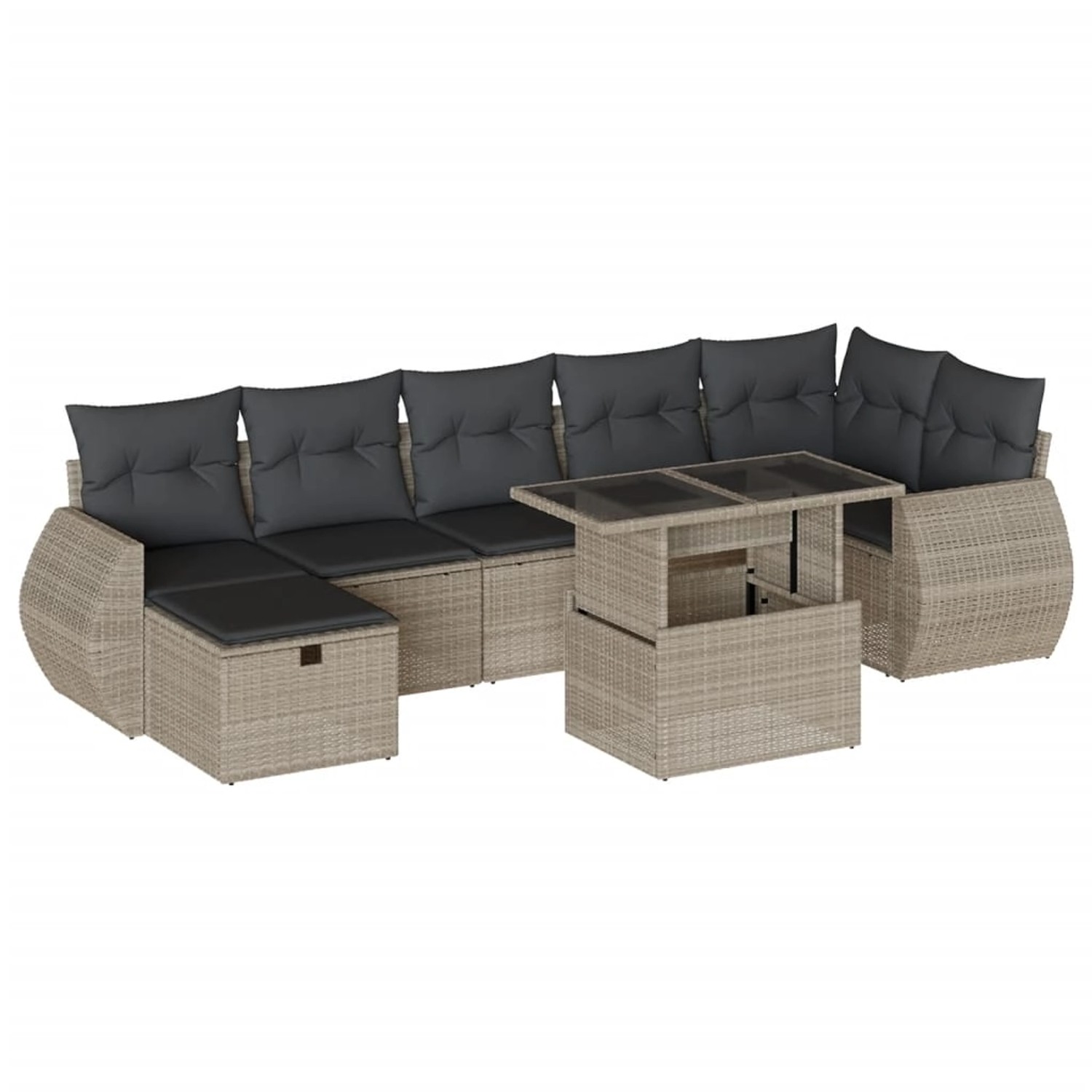 vidaXL 8-Tlg Garten-Sofagarnitur mit Kissen Hellgrau Poly Rattan 3275152 günstig online kaufen