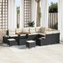 Schwarzes 12-tlg. vidaXL Garten-Sofa-Set aus Poly Rattan mit Stauraum und Tisch.