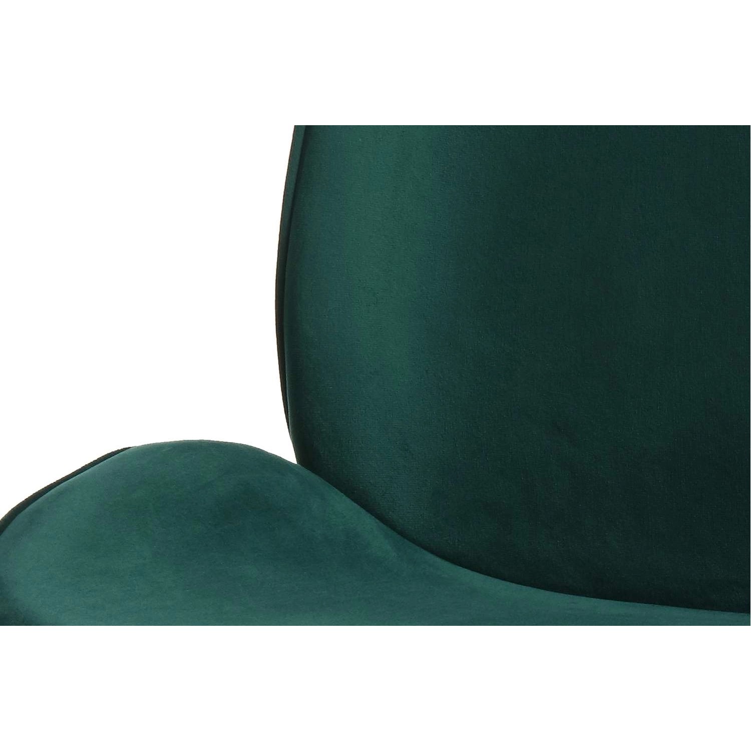 Detailaufnahme: Grüner Polsterstuhl aus dem 2er-Set Emilia. Moderner Esszimmerstuhl mit Stoffbezug.