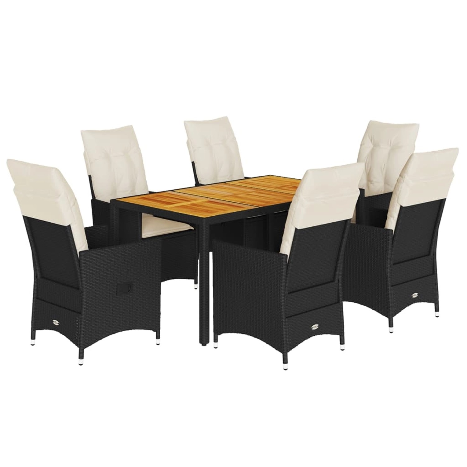 vidaXL 7-Tlg Garten-Essgruppe mit Kissen Schwarz Poly Rattan 3276683 günstig online kaufen
