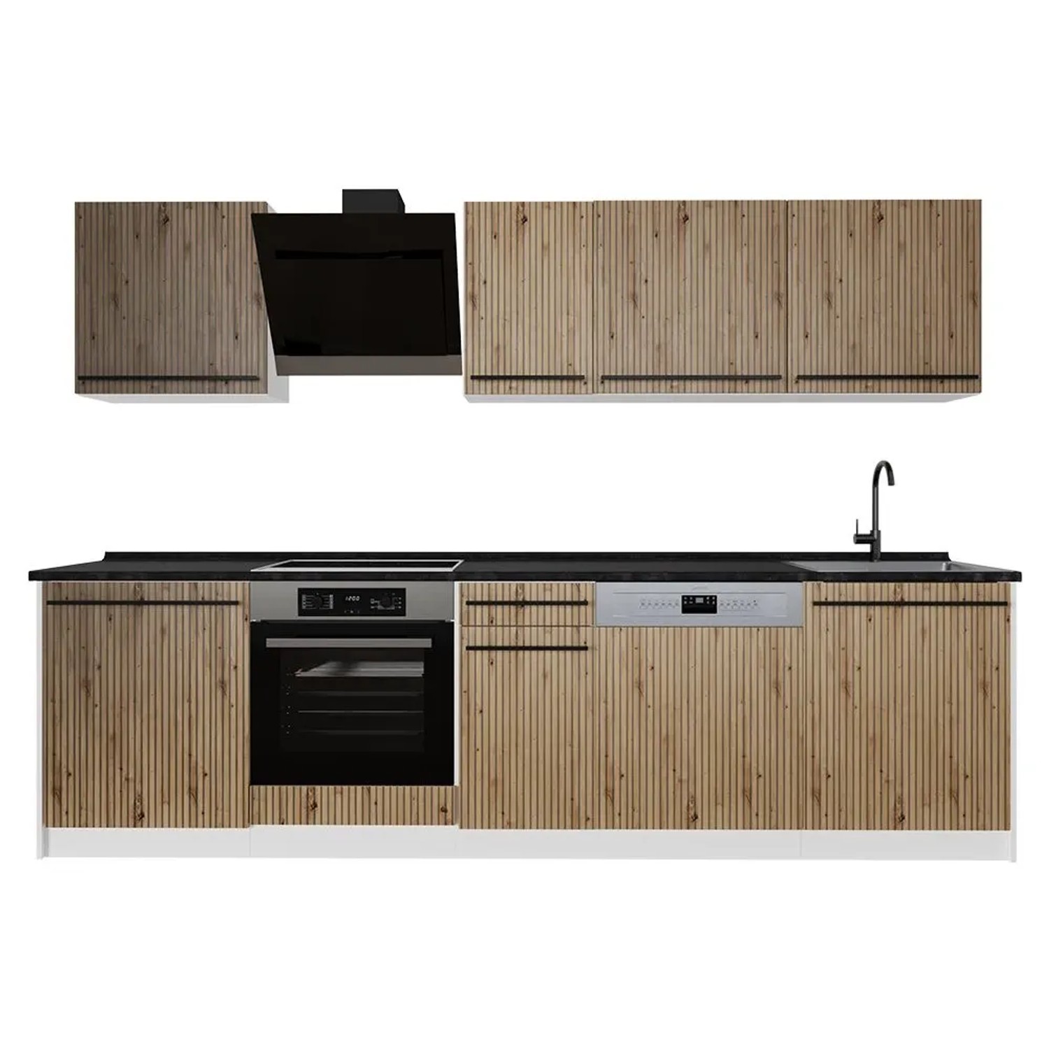 Vicco Küchenzeile R-Line Artisan-Eiche/Weiß 280 x 207 Arbeitsplatte Anthrazit Art Nr 67177