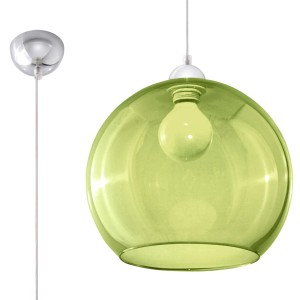 Grüne Sollux Lighting Hängeleuchte Ball mit runder Glasform. Moderne Lampe für Wohnraum.