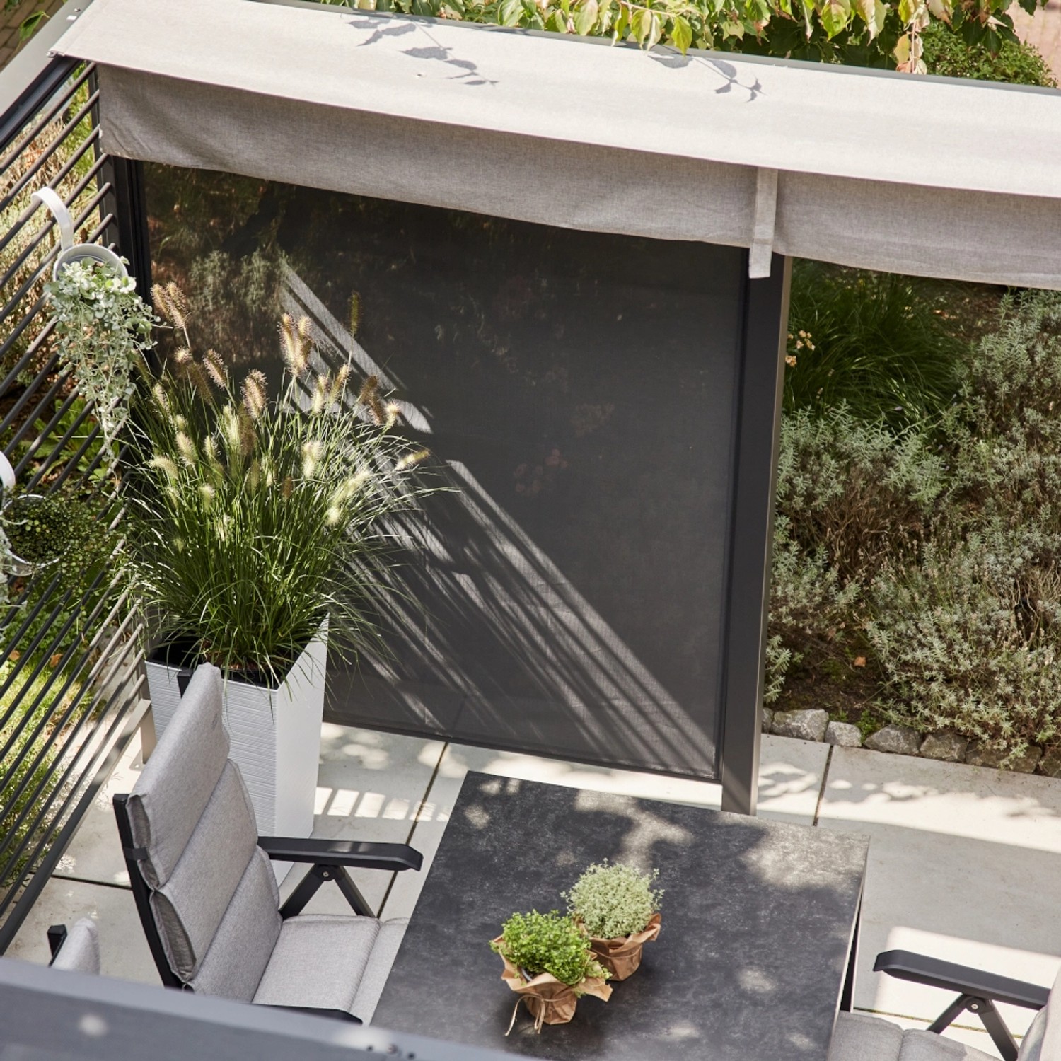 Siena Garden Sichtblende 150x210 cm für Schattenmanufaktur Pergola, anthrazitfarbener Wind- und Blickschutz.