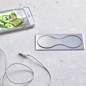 SOTECH Doppel Einbausteckdose Eckig Edelstahloptik Gebürstet mit Schuko USB