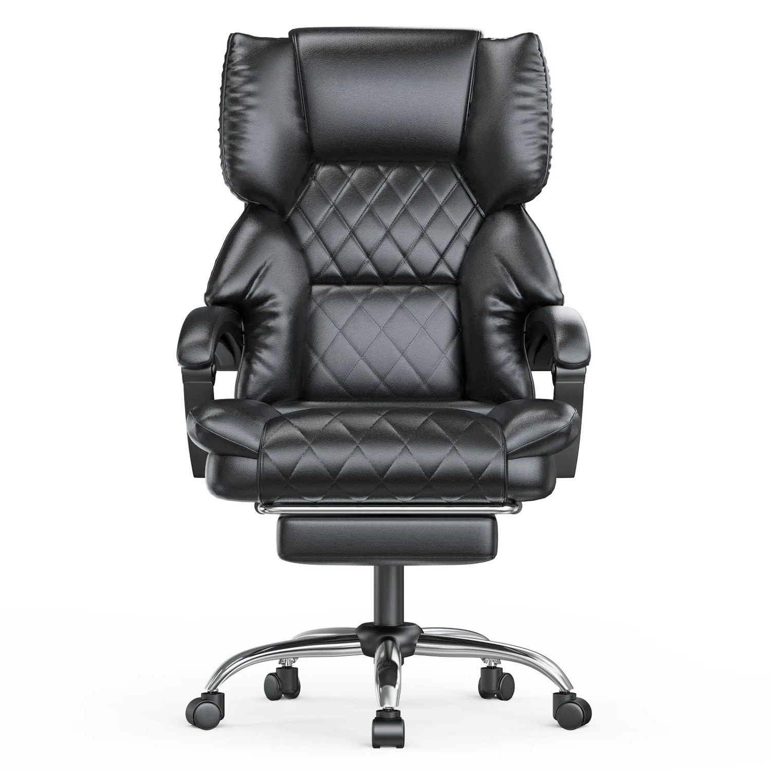 Rattantree Executive Bürostuhl Ergonomisch PU Leder mit Fußstütze Höhenverstellbar 135 Grad Rückenlehne Schwarz