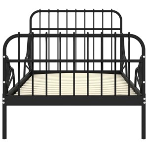 Schwarzes vidaXL Ausziehbett aus Metall, 80x130/200 cm, für erholsamen Schlaf.