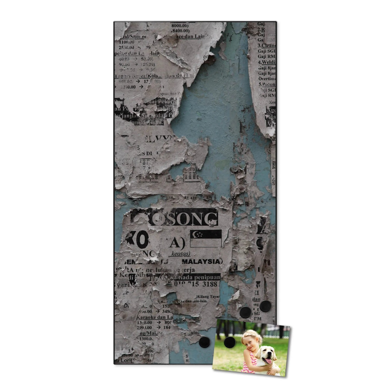 Banjado Magnettafel Schwarz – 78x37 Cm, Mit Motiv, Inkl. 4 Magnete & Montageset